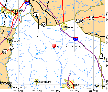 Vann Crossroads, NC map