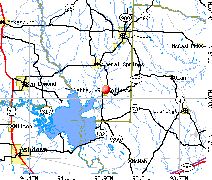 Tollette, AR map