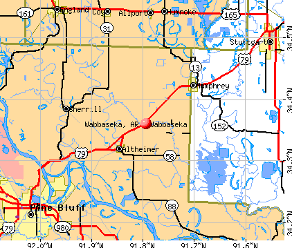 Wabbaseka, AR map