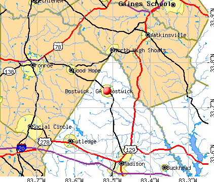Bostwick, GA map
