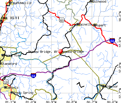 Meadow Bridge, WV map