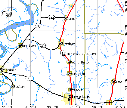 Winstonville, MS map