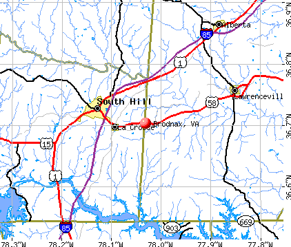 Brodnax, VA map