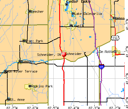 Schneider, IN map