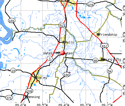 Gates, TN map