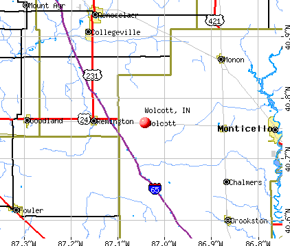 Wolcott, IN map