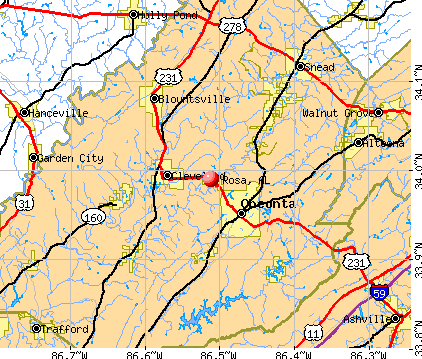 Rosa, AL map