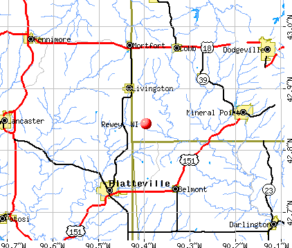 Rewey, WI map