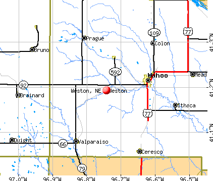 Weston, NE map