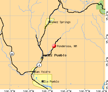 Ponderosa, NM map