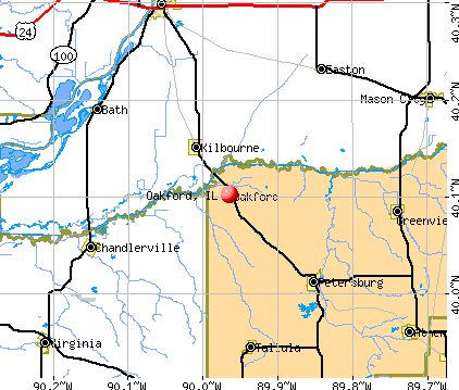 Oakford, IL map