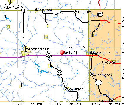 Earlville, IA map