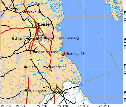 Bowers, DE map