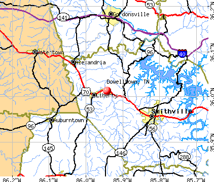 Dowelltown, TN map