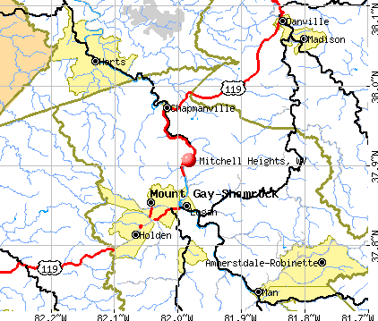 Mitchell Heights, WV map