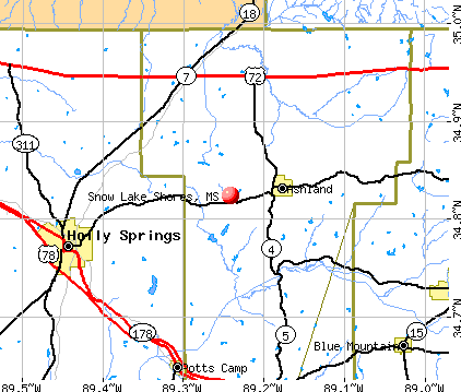Snow Lake Shores, MS map
