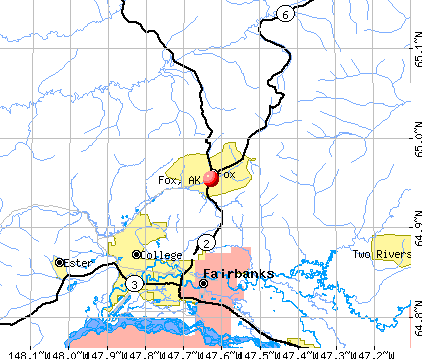Fox, AK map