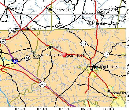 Cedar Hill, TN map