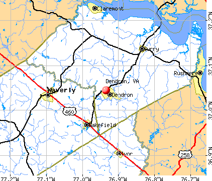 Dendron, VA map
