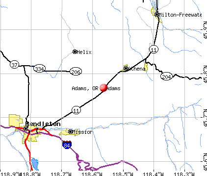 Adams, OR map