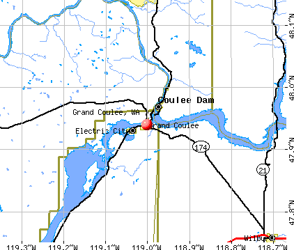 Grand Coulee, WA map