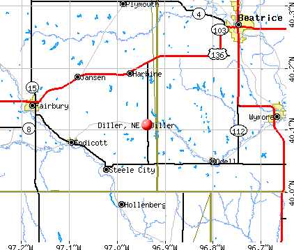 Diller, NE map
