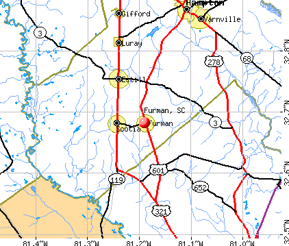Furman, SC map