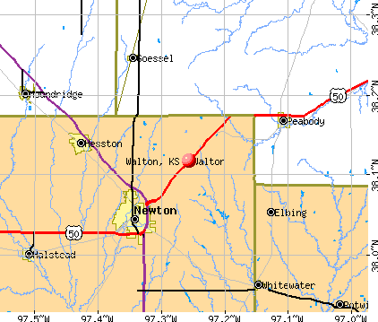 Walton, KS map