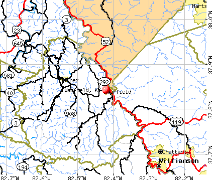 Warfield, KY map