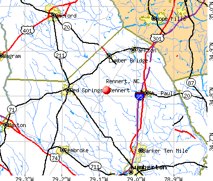 Rennert, NC map