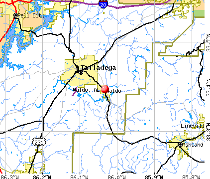 Waldo, AL map