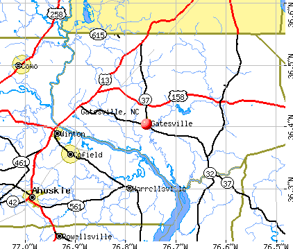 Gatesville, NC map