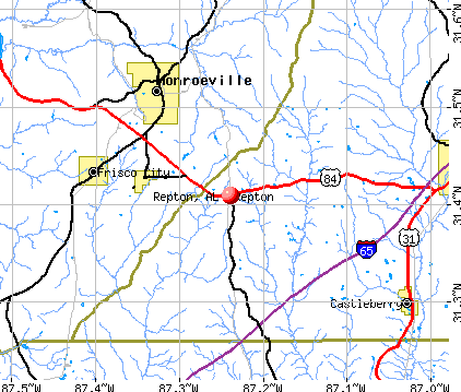 Repton, AL map