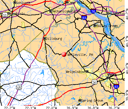 Wellsville, PA map