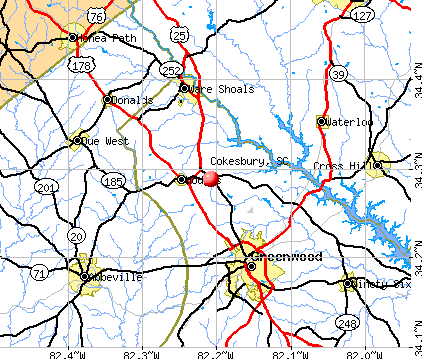 Cokesbury, SC map