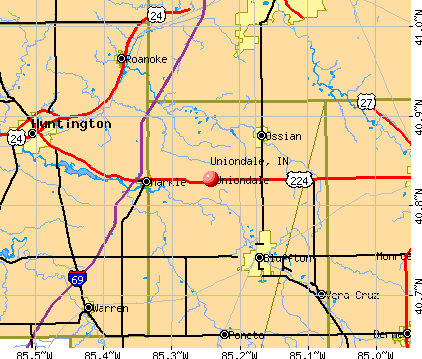 Uniondale, IN map