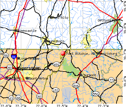Fort Ritchie, MD map
