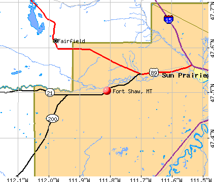 Fort Shaw, MT map