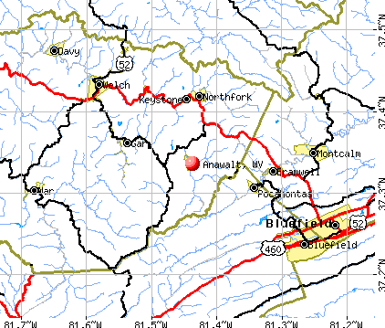 Anawalt, WV map