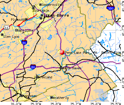 Penn Lake Park, PA map