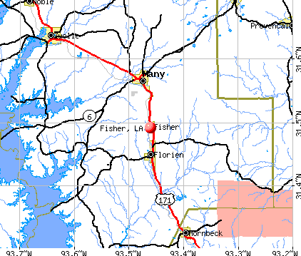 Fisher, LA map