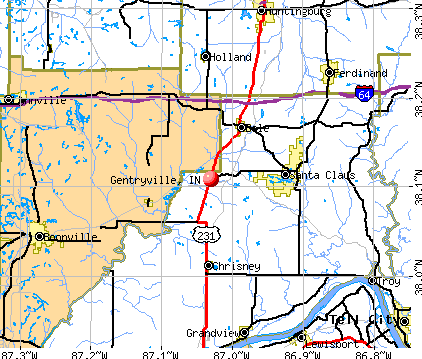 Gentryville, IN map