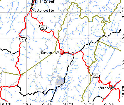 Durbin, WV map