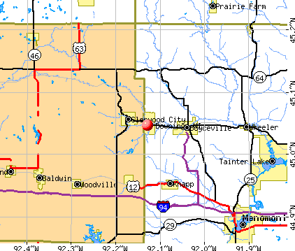Downing, WI map