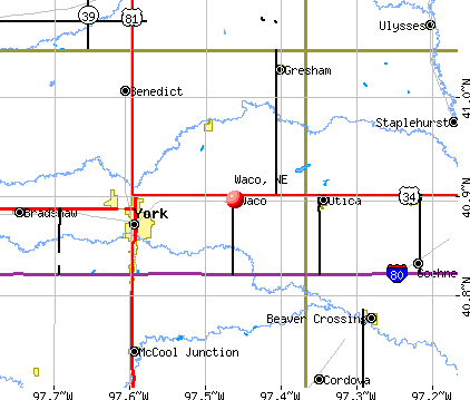 Waco, NE map