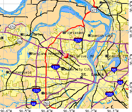 Bellerive, MO map
