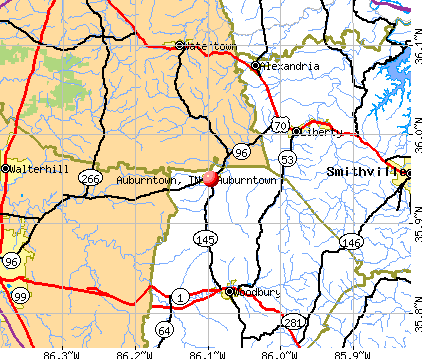 Auburntown, TN map