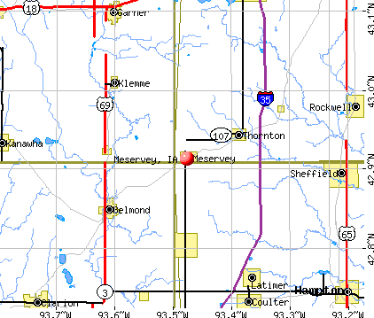 Meservey, IA map
