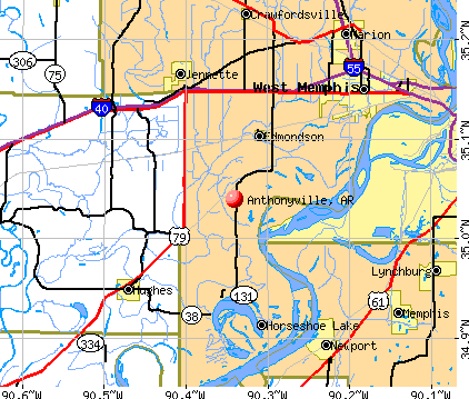 Anthonyville, AR map