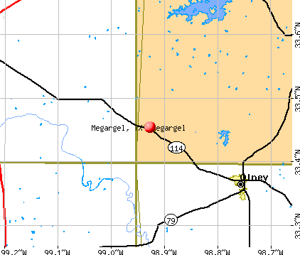 Megargel, TX map